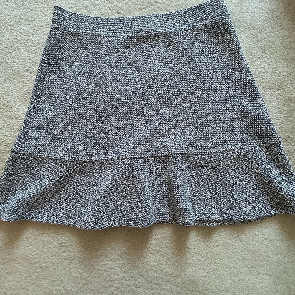 LOFT Textured Black and White A-Line Skirt